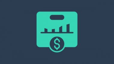 Turkuaz KPI - Anahtar performans göstergesi simgesi mavi arkaplanda izole edildi. 4K Video hareketli grafik canlandırması