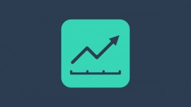 Turkuaz Finansal büyüme ikonu mavi arka planda izole edildi. Gelirleri arttırıyorum. 4K Video hareketli grafik canlandırması