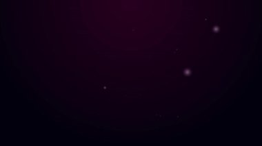 Parlayan neon çizgisi simgesi siyah arkaplanda izole edildi. Zafer, kazanmak ve zorluk konseptini fethetmek. 4K Video hareketli grafik canlandırması