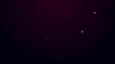 Parlayan neon hattı kulaklık simgesi siyah arkaplanda izole edildi. Kulaklıklar. Müzik, hizmet, iletişim ve operatör konsepti. 4K Video hareketli grafik canlandırması