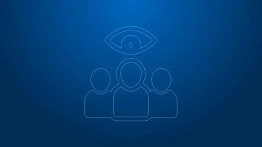 Beyaz çizgi ajanı, ajan simgesi mavi arka planda izole edildi. İnsanları gözetlemek. 4K Video hareketli grafik canlandırması