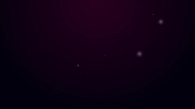 Parlayan neon hattı Polis kauçuk çubuk ikonu siyah arka planda izole edildi. Kauçuk copu. Polis yarasası. Polis ekipmanları. 4K Video hareketli grafik canlandırması