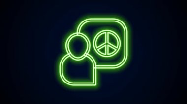 Parlayan neon hattı barış görüşmeleri simgesi siyah arkaplanda izole edildi. 4K Video hareketli grafik canlandırması
