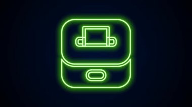 Parlayan neon hattı oy sandığı veya siyah arkaplanda izole edilmiş zarf simgesi olan oy sandığı. 4K Video hareketli grafik canlandırması