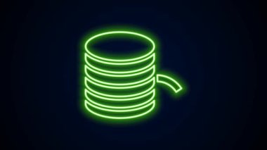 Siyah arkaplanda izole edilmiş 3D yazdırma simgesi için parlayan neon hattı Plastik iplik. 4K Video hareketli grafik canlandırması