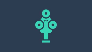 Turkuaz 3D tarayıcı simgesi mavi arkaplanda izole edildi. 4K Video hareketli grafik canlandırması