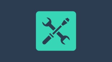 Turkuaz 3D yazıcı ayarı simgesi mavi arkaplanda izole edildi. 3D baskı. 4K Video hareketli grafik canlandırması