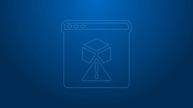 Beyaz çizgi 3D yazıcı simgesi mavi arkaplanda izole edildi. 3D baskı. 4K Video hareketli grafik canlandırması