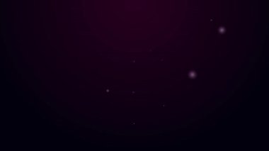 Parlayan neon çizgi tabaka simgesi siyah arkaplanda izole edildi. 4K Video hareketli grafik canlandırması