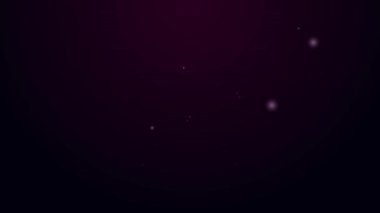 Parlayan neon hattı Isometric küp simgesi siyah arkaplanda izole edildi. Geometrik küp katı simge. 3 boyutlu kare işareti. Kutu sembolü. 4K Video hareketli grafik canlandırması