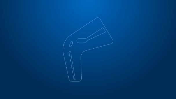 White line Bone pain icon isolated on blue background. Orthopedic medical. Disease of the joints and bones, arthritis. 4K Video motion graphic animation — Stock Video