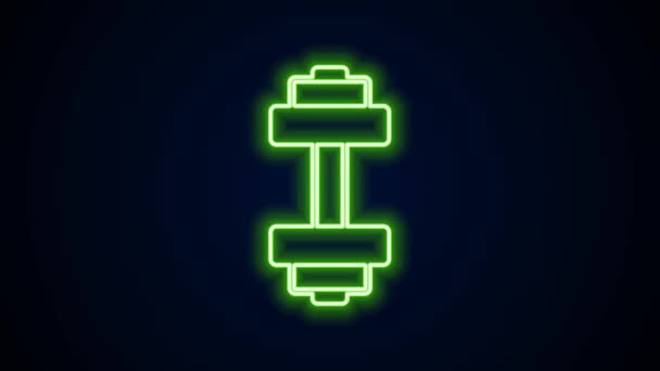 Glödande neon line Hantel ikon isolerad på svart bakgrund. Muskellyft ikonen, fitness skivstång, gym, sportutrustning, motion bumbbell. 4K Video motion grafisk animation — Stockvideo