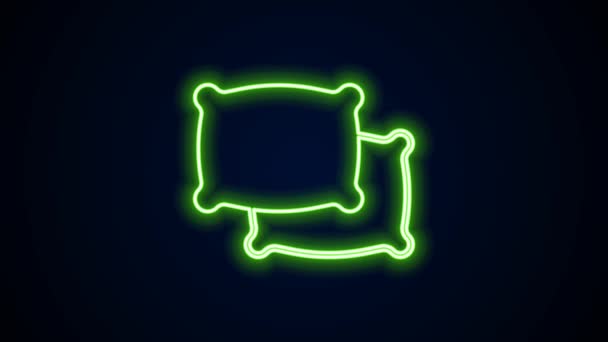 Glowing neon line Rectangular pillow icon isolated on black background. 쿠션 사인. 4K 비디오 모션 그래픽 애니메이션 — 비디오