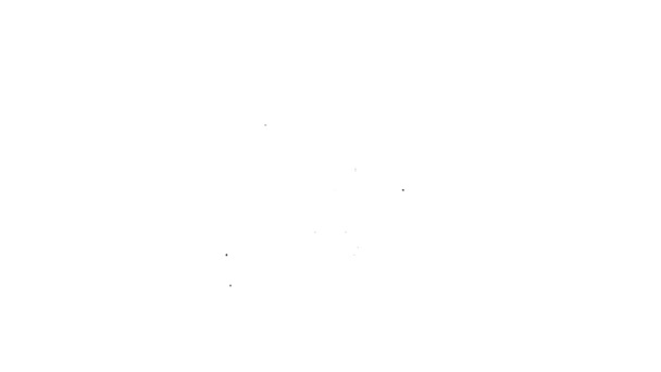 Черная линия Видеомагнитофон или редактор программного обеспечения на значок ноутбука изолированы на белом фоне. Редактирование видео на ноутбуке. Видеографическая анимация 4K — стоковое видео