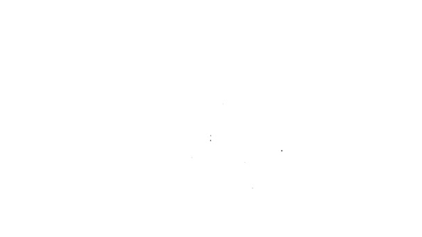 Línea negra Icono de vídeo de reproducción en línea aislado sobre fondo blanco. Película de tira con señal de juego. Animación gráfica de vídeo 4K — Vídeo de stock