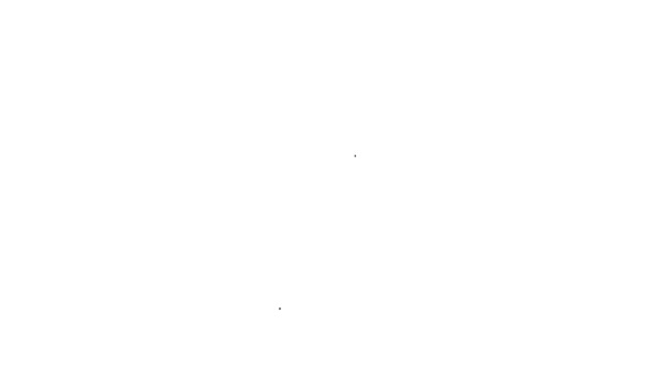 Черная линия Закулисная иконка выделена на белом фоне. Дверь с звездным знаком. Одеваются для знаменитостей. Видеографическая анимация 4K — стоковое видео