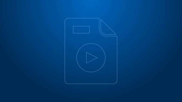 White line AVI file document. Download avi button icon isolated on blue background. AVI file symbol. 4K Video motion graphic animation — Stock Video