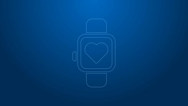 White line Smart watch showing heart beat rate icon isolated on blue background. Fitness App concept. 4K Video motion graphic animation — Stock Video © vectorstockvadim #540484504 White line Smart watch showing heart beat rate icon isolated on blue background. Fitness App concept. 4K Video motion graphic animation — Stock Video © vectorstockvadim #540484504