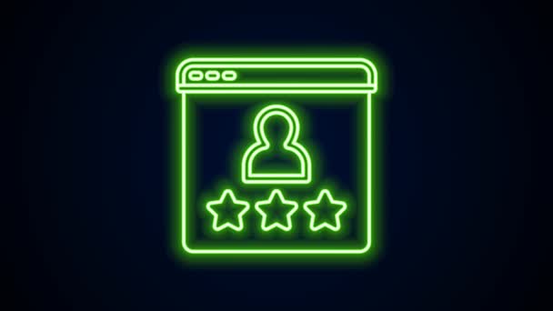 Glowing neon line Consumer or customer product rating icon isolated on black background. 4K Video motion graphic animation — Stock Video