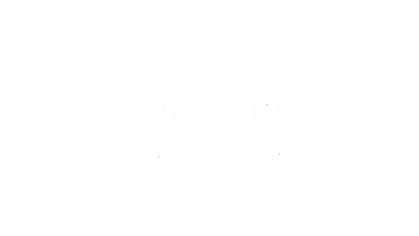 Černá linka Sluchátka ikona izolované na bílém pozadí. Sluchátka. Koncepce poslechu hudby, služeb, komunikace a operátora. Grafická animace pohybu videa 4K — Stock video