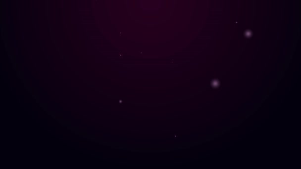 Žhnoucí neonová čára Koule na ikoně řetězu izolované na černém pozadí. Grafická animace pohybu videa 4K — Stock video