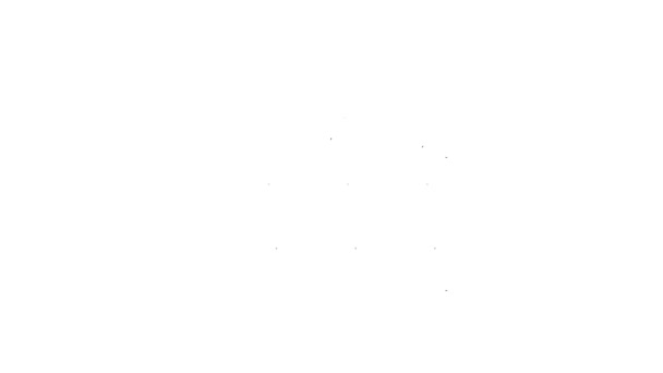 Icono del edificio del Palacio de Justicia en línea negra aislado sobre fondo blanco. Banco del edificio o museo. Animación gráfica de vídeo 4K — Vídeos de Stock