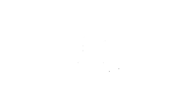 Черная линия судья молоток значок изолирован на белом фоне. Молоток для вынесения приговоров и законопроектов, суда, правосудия. Аукционный молоток. Видеографическая анимация 4K — стоковое видео