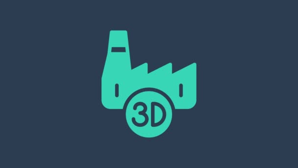 Türkis Druckerei Industrie-Symbol isoliert auf blauem Hintergrund. 4K Video Motion Grafik Animation — Stockvideo