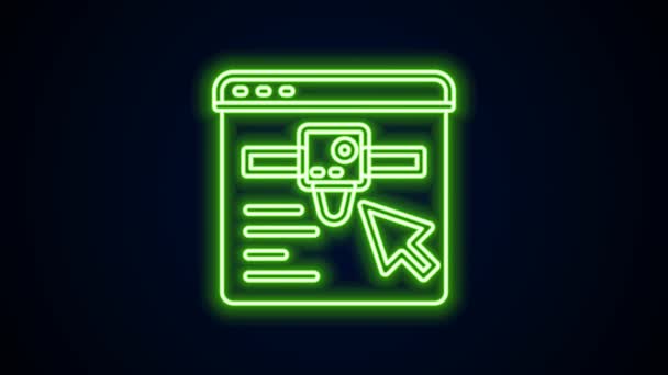 Leuchtende Leuchtschrift 3D-Drucker Einstellung Symbol isoliert auf schwarzem Hintergrund. 3D-Druck. 4K Video Motion Grafik Animation — Stockvideo