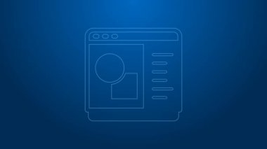 Beyaz çizgi 3D yazıcı simgesi mavi arkaplanda izole edildi. 3D baskı. 4K Video hareketli grafik canlandırması