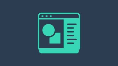 Turkuaz 3D yazıcı simgesi mavi arkaplanda izole edildi. 3D baskı. 4K Video hareketli grafik canlandırması