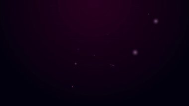 Parlayan neon hattı Isometric küp dosya simgesi siyah arkaplanda izole edildi. Geometrik küp katı simge. 3 boyutlu kare işareti. Kutu sembolü. 4K Video hareketli grafik canlandırması