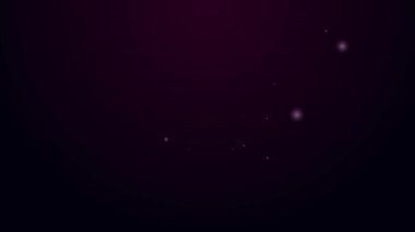 Parlayan neon hattı Bilet simgesi siyah arkaplanda izole edildi. Eğlence parkı. 4K Video hareketli grafik canlandırması