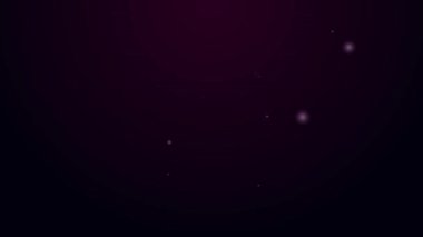 Parlayan neon hattı havan ve tokmak simgesi siyah arkaplanda izole edildi. 4K Video hareketli grafik canlandırması