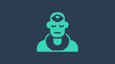 Turkuaz Büyücü simgesi mavi arkaplanda izole edildi. 4K Video hareketli grafik canlandırması