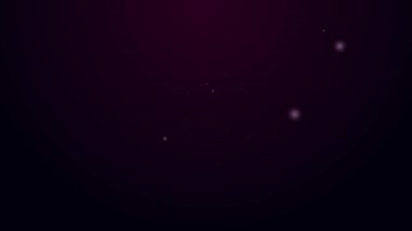 Parlayan neon hattı sihirli taş ikonu siyah arkaplanda izole edildi. Fantezi kristali. Maç için mücevher. 4K Video hareketli grafik canlandırması