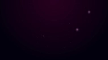 Parlayan neon hattı kulaklık simgesi siyah arkaplanda izole edildi. Kulaklıklar. Müzik, hizmet, iletişim ve operatör konsepti. 4K Video hareketli grafik canlandırması