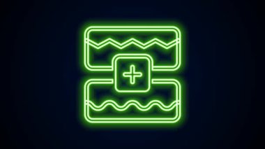 Parlayan neon hattı Müzik dalgası eşitleyici simgesi siyah arkaplanda izole edildi. Ses dalgası. Ses dijital dengeleyici teknolojisi, konsol paneli, nabız müzikali. 4K Video hareketli grafik canlandırması