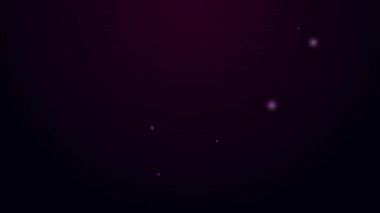 Parlayan neon hattı müzik çalar simgesi siyah arkaplanda izole edildi. Taşınabilir müzik cihazı. 4K Video hareketli grafik canlandırması