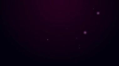 Parlayan neon hattı Nuh 'un Sandığı simgesi siyah arkaplanda izole edildi. Büyük ahşap kargo. 4K Video hareketli grafik canlandırması