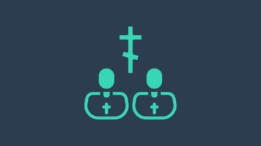 Turkuaz Rahip simgesi mavi arkaplanda izole edildi. 4K Video hareketli grafik canlandırması