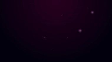 Siyah arka planda izole edilmiş bir ikonun içindeki parlak neon hattı. Tanrı sevgisi, Katolik ve Hıristiyan sembolü. İnsanlar dua eder. 4K Video hareketli grafik canlandırması