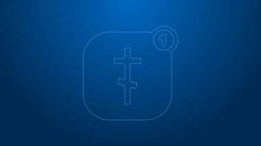 Beyaz Hat Online kilise papazı mavi arka planda izole edilmiş video yayın ikonu vaaz ediyor. İsa Mesih 'in çevrimiçi kilisesi. 4K Video hareketli grafik canlandırması