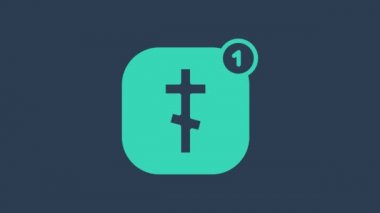 Turkuaz Online kilise papazı mavi arka planda izole edilmiş video yayın ikonu vaaz ediyor. İsa Mesih 'in çevrimiçi kilisesi. 4K Video hareketli grafik canlandırması