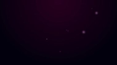 Parlayan neon hattı Hıristiyan çapraz simgesi siyah arka planda izole edildi. Kilise haçı. 4K Video hareketli grafik canlandırması
