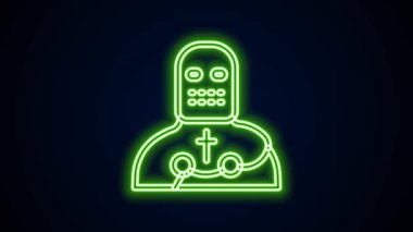 Parlayan neon hattı Şövalye Haçlı simgesi siyah arka planda izole edildi. 4K Video hareketli grafik canlandırması