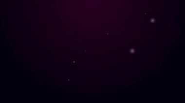 Parlayan neon çizgisi. Siyah arka planda köpek ikonu olan kalp. Yüreğindeki evcil hayvan pençesi. Hayvanlara sevgiler. 4K Video hareketli grafik canlandırması