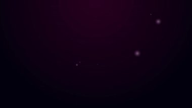 Siyah arkaplanda kalp simgesi izole edilmiş parlak neon çizgisi haritası. Sevgililer Günü. Aşk yeri. Romantik harita iğnesi. 4K Video hareketli grafik canlandırması