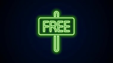 Parlayan neon hattı Siyah arkaplanda serbest simge izole edildi. 4K Video hareketli grafik canlandırması