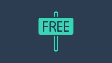 Mavi arkaplanda turkuazsız simge izole edildi. 4K Video hareketli grafik canlandırması